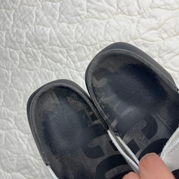 Ecco Womens Slide Sandals US 10 10.5 EU 41 Cozmo White Black Grain Leather - Picture 2 of 9